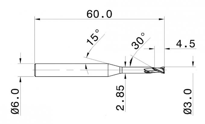 55HRC 2 scanala in un carburo solido Endmills di 30 eliche per i materiali duri 0